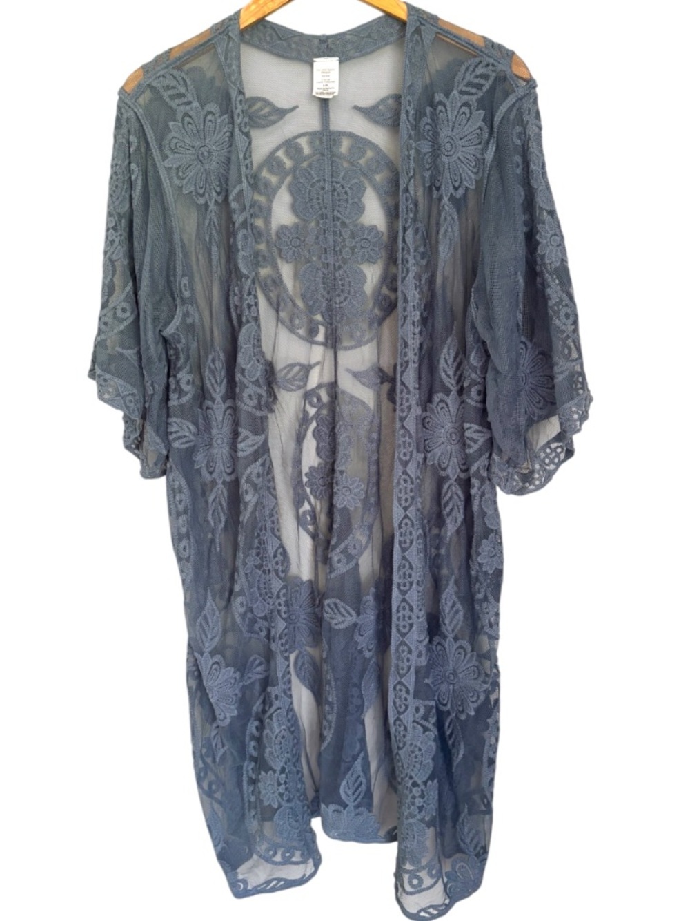 Lace Sheer Kimono Cover-Up - Slate Blue NWOT